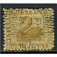 Западная Австралия (штат) - 1882/1884 - Лебедь 1Р - (есть тонкое место) - [Mi.23C] - 1 марка. Гашеная.  (LOT EV30)-T10P20
