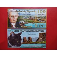 Кергелен ( Франция)  100 франков SPECIMEN 2010 г UNC, пресс.