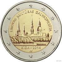 2 евро 2014 Латвия Рига Культурная столица Европы UNC из ролла