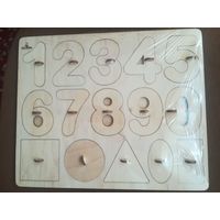 Игрушка деревянная Цифры и фигуры планшет