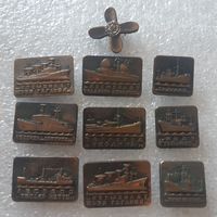 Значки Корабли (набор 10 штук), СССР