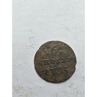 6 грошей 1795 года (шостак), Очень редкая монета, Станислав Август Понятовский (1764 - 1795), СМОТРИТЕ ДР. МОИ ЛОТЫ.