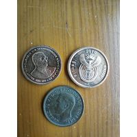 Маврикий 5 центов 2007, Великобритания 1 фартинг 1952, ЮАР 5 центов 2010  -34