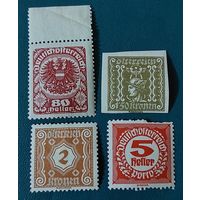 Австрия 1920 Доплатные и Гербовые марки с 1 копейки!