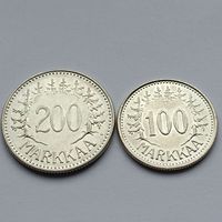Набор 200 марок и 100 марок 1957 (Финляндия). Серебро 500. Монеты не чищены, в блеске. 282