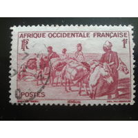 Западная Африка фр. колония 1947 туземцы и ослики