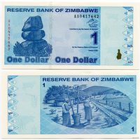 Зимбабве. 1 доллар (образца 2009 года, P92, UNC)