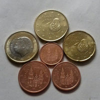 Набор евро монет Испания 2018 г. (1, 2, 5, 20, 50 евроцентов, 1 евро)