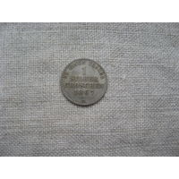 Вальдек 1 серебряный грош 1867 год  Княжество Вальдек и Пирмонт (1812-1871)