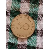 Саар 50 франков 1954 хорошее состояние