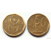 ЮАР (Южная Африка), 50 центов 2007. Надпись на языке южный ндебеле: ISEWULA AFRIKA