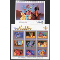 Мультфильм Алладин Дисней Гайана 1993 год серия из 1 блока и 1 малого листа (9 марок)