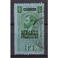 132. Франция. Колонии. Французская экваториальная Африка. 1936 г. 1 Fr. Надпечатка на марках Габона. Mi.#8.