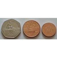 Гайана. набор 3 монеты 1 5 10 долларов 2011-2012 год  Монеты не чищены и не мыты!!!