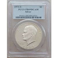 США. 1 доллар 1973г.Эйзенхауэр, серебряный доллар.