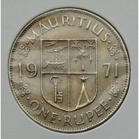 Маврикий 1 рупия 1971 г. В холдере