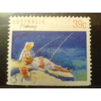 Австралия 1989 Рыболовный спорт, марка из буклета с обрезом