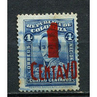 Колумбия - 1932 - Надпечатка 1С на 4С - [Mi.319] - 1 марка. Гашеная.  (Лот 28EN)-T5P1