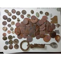 Сборный лот монет Российской империи и пуговицы , с рубля