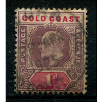 Британские колонии - Золотой Берег - 1902г. - король Эдуард VII, 1 Р - 1 марка - гашёная. Без МЦ!