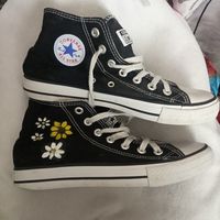 Кеды черные Converse All Star Арт Цветы размер24,5