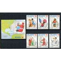 Куба - 1995 - Олимпийские игры - [Mi. 3842-3847 bl.140](пятно на клее у номинала 65) - полная серия - 6 марок и 1 блок. MNH.  (LOT F50)