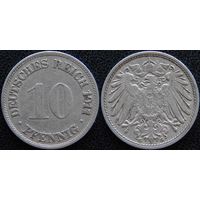 YS: Германия, Рейх, 10 пфеннигов 1911G, KM# 12