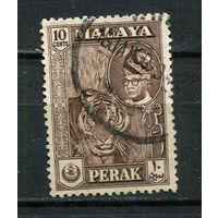 Малайские штаты - Перак - 1957/1961 - Султан Юсуф Изсуддин Шах и тигр 10С - [Mi.108a] - 1 марка. Гашеная.  (Лот 63FB)-T25P9
