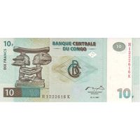 Конго 10 франков образца 1997 года UNC p87b