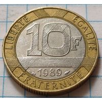 Франция 10 франков, 1989     ( 2-4-8 )