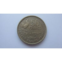 Франция 50 франков 1952 В ( под датой - знак  монет. двора  )
