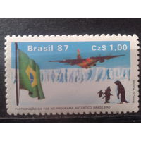 Бразилия 1987 Антарктида, самолет, флаг, пингвины**