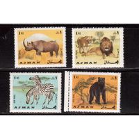 Фауна , Аджман-1969(Мих.412-416) ,  **,  Верблюды, Носорог, Львы