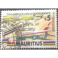 Маврикий. 1988 год. 20-детие независимости. Аэропорт им. сэра Сивусагура. Mi:MU 664. Почтовое гашение.