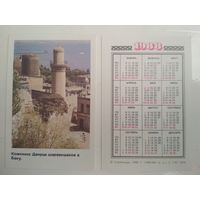 Карманный календарик . Баку . 1988 год