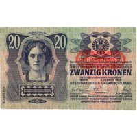 Австрия, 20 крон, 1919 г. Надпечатка