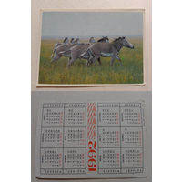 Карманный календарик.1992 год. Зебры