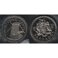 Барбадос km13 25 центов 1973 год (FM) Proof (f в спайке