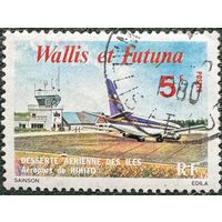 Уоллис и Футуна. 1980 год. Авиапочта. Самолет в аэропорту Hihifo. Mi:WF 371. Почтовое гашение.