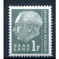 Саар - 1957г. - Теодор Хойс, 1 Fr - 1 марка - MNH с отпечатком на клее. Без МЦ!