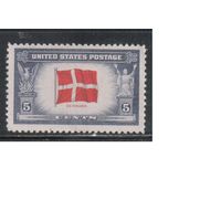 США-1943, (Мих.514 ), **   , Война, Оккупированные страны, Дания, Флаг