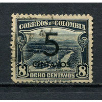 Колумбия - 1937/1938 - Надпечатка 5 CENTAVOS на 8С - [Mi.387] - 1 марка. Гашеная.  (Лот 32DZ)-T5P4