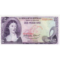 Колумбия, 2 песо, 1973 г., UNC