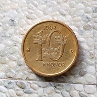 10 крон 1992 года Швеция. Король Карл 16 Густав.