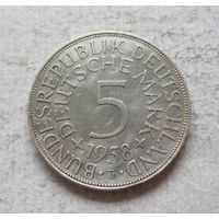 Германия ФРГ 5 марок 1958 J - Гамбург - редкая, тираж 60к! РАЗУМНЫЙ ТОРГ