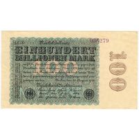 Германия  100 миллионов (100 000 000)  марок 1923 г. UNC из пачки. есть соседние номера. UNC-aUNC  LE-21  036279