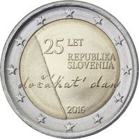 Словения. 2 евро. 2016. 25 лет Независимостиа UNC из ролла