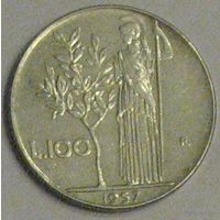 Италия 100 лир 1957 года