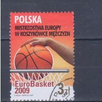 [944] Польша 2009. Спорт.Баскетбол. Одиночный выпуск. Гашеная марка.