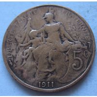 Франция 5 сантим 1911